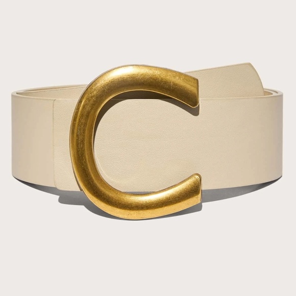 Vegan Leather high waist belt dress gold Tone Minimalist main image 7